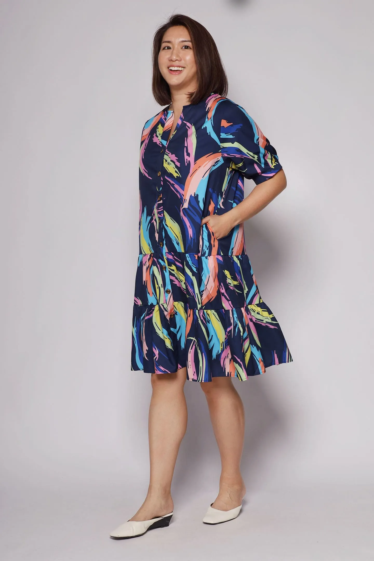 Sue Dress in Watercolour Print