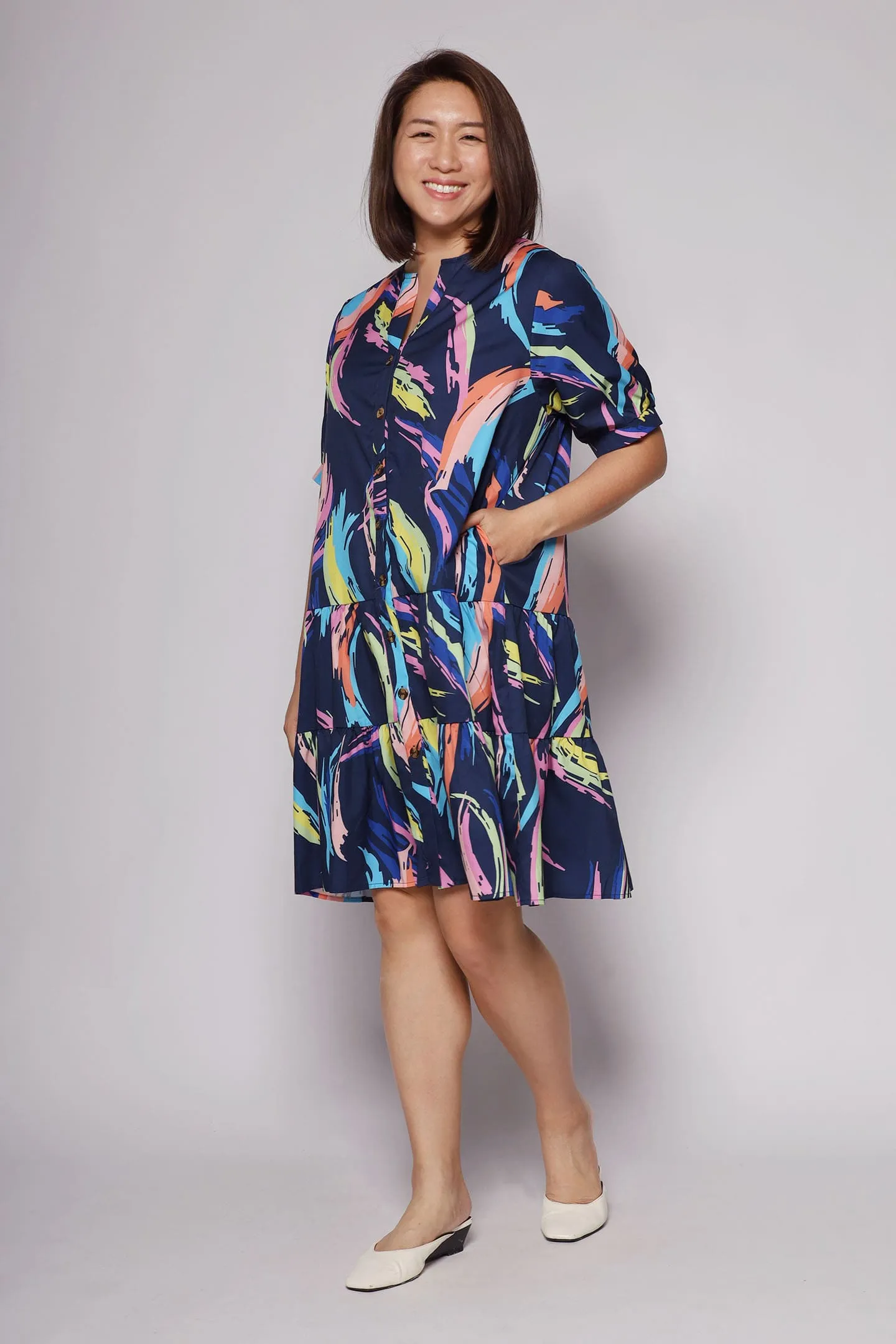 Sue Dress in Watercolour Print