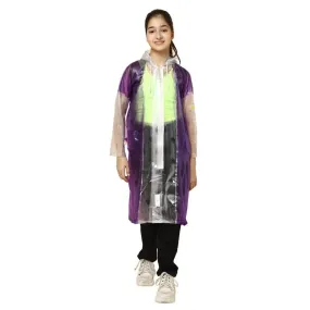 THE CLOWNFISH Archie Series Kids Waterproof PVC Longcoat with Adjustable Hood & Extra Space for Backpack/Schoolbag Holding. Plastic Pouch. Kid Age-9-10 years (Size-36-White)