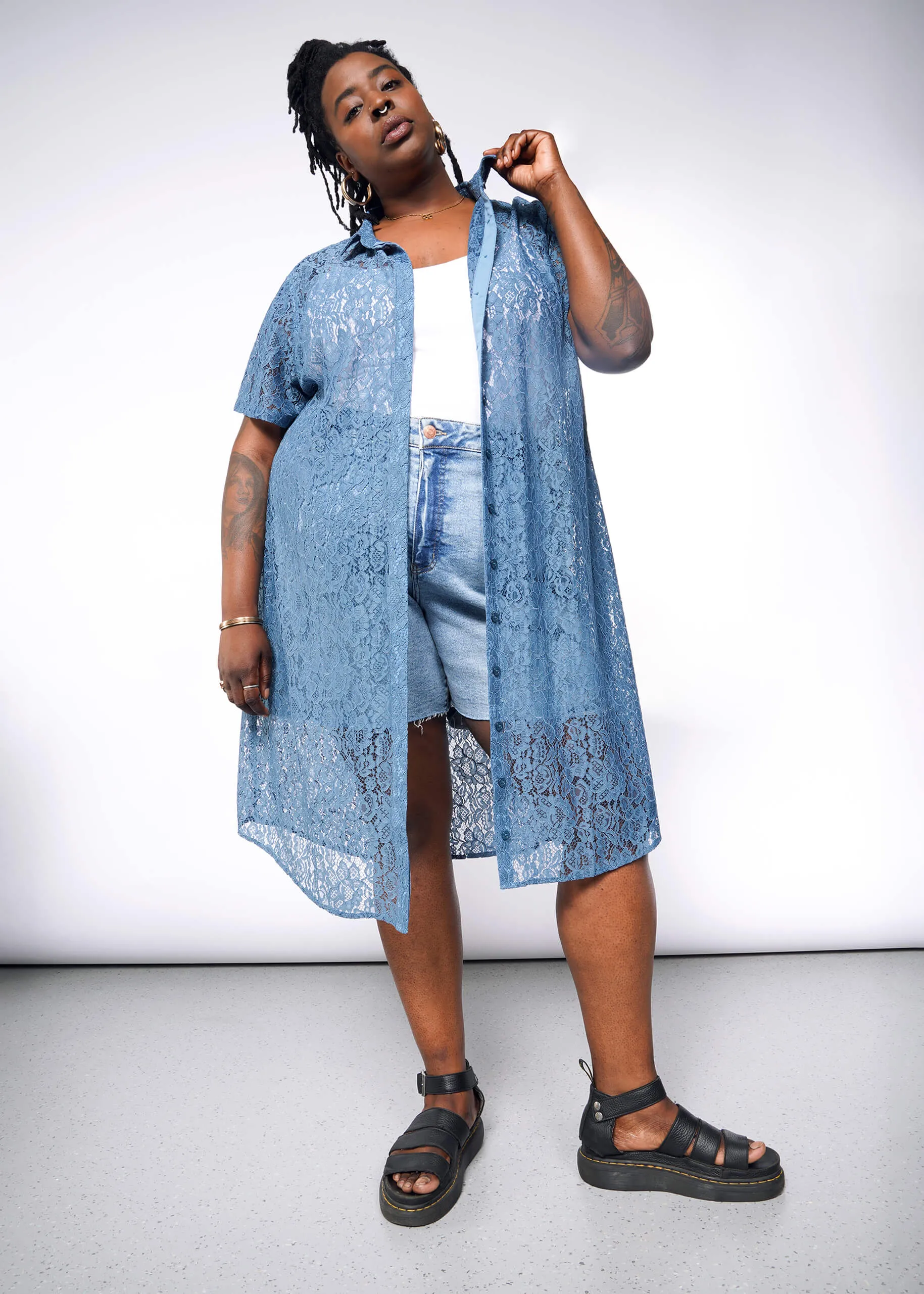 The Empower Lace Shirt Dress