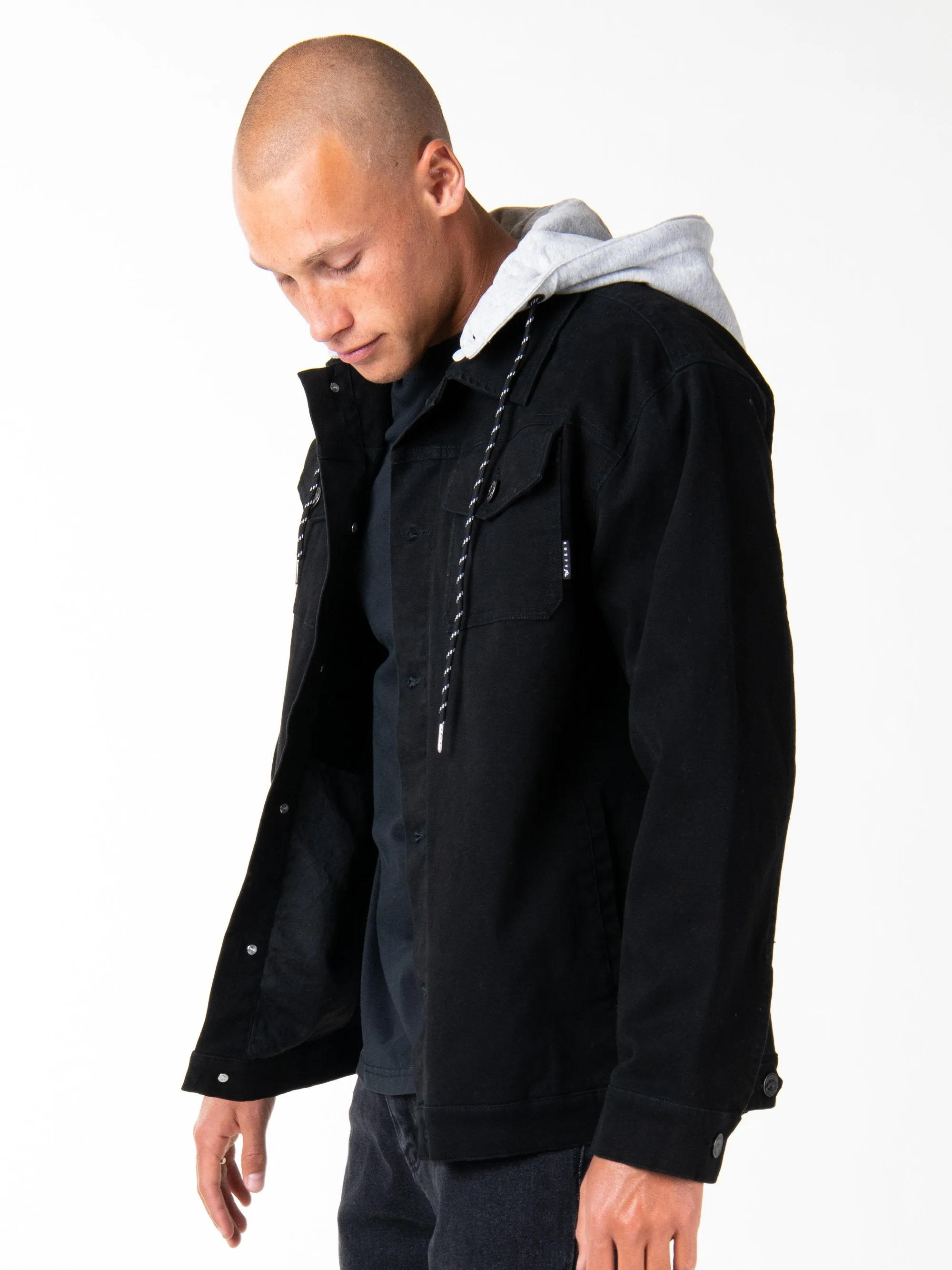 Thriller Hooded Trucker Jacket - Black