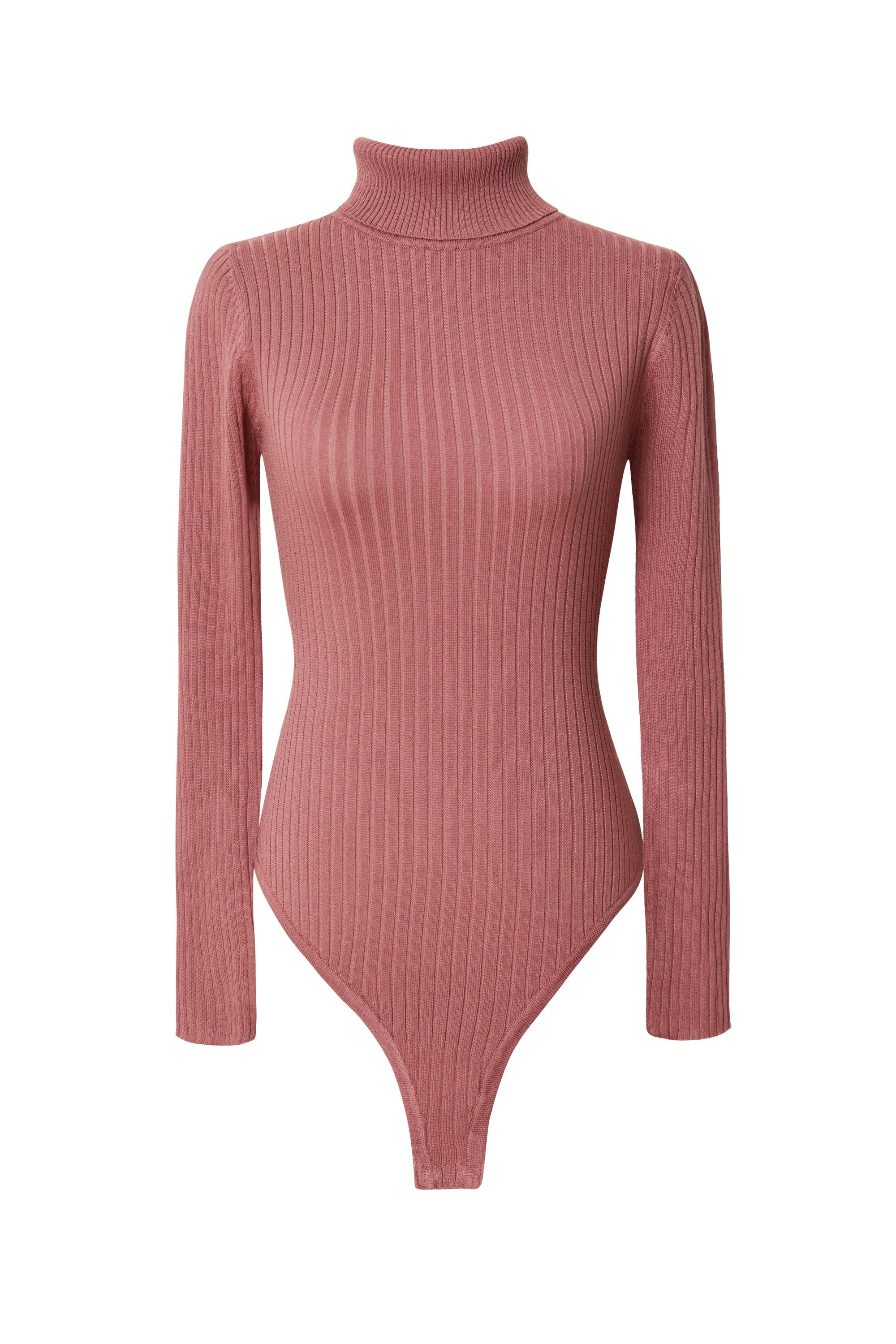 Too True Rose Ribbed Turtleneck Bodysuit