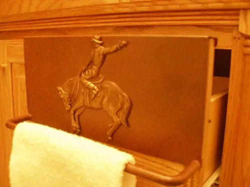 Towel Bar with Bucking Bronc Rider