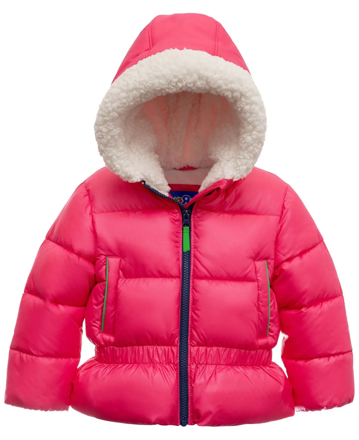 Toys R Us Toddler Girls Heavy Weight Peplum Puffer Coat - Pink