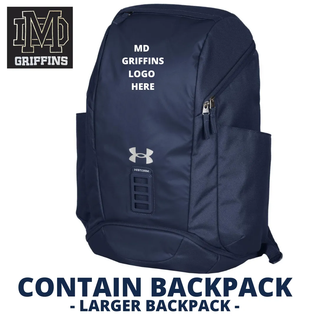 UA BACKPACK - CONTAIN w/Embroidered MD Logo - XL | IN STOCK!