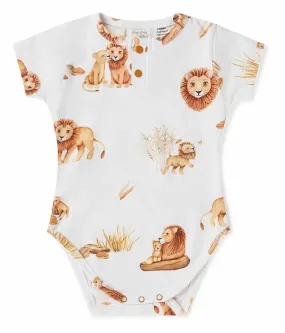 Unisex Organic-cotton Lion Bodysuit (Short-sleeved)