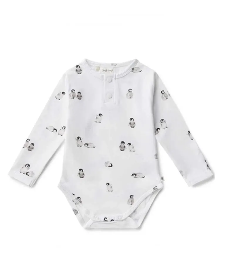 Unisex Penguins Organic-cotton Bodysuit (long-sleeved)