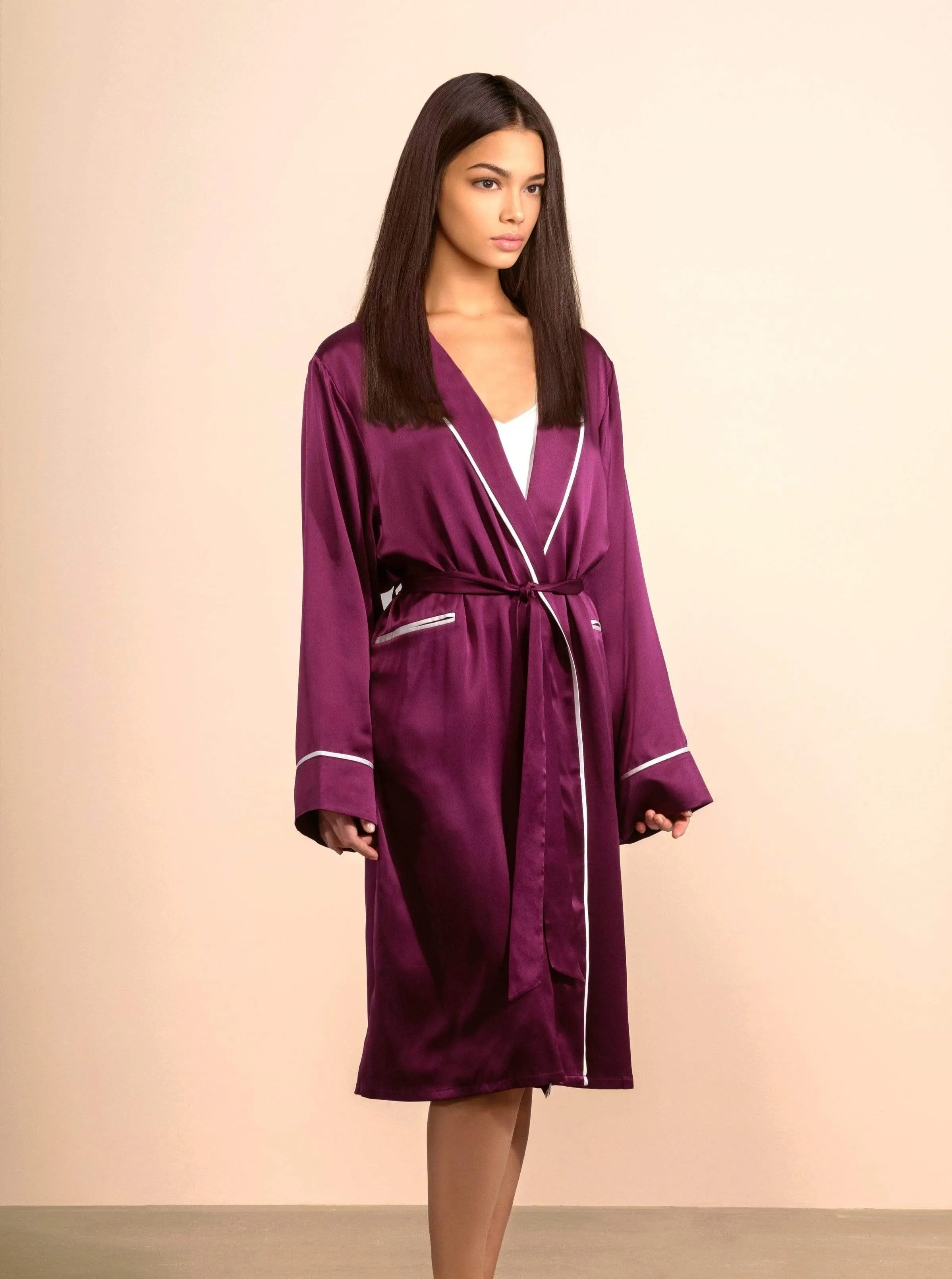 Unisex Silk Midi Smoking Robe