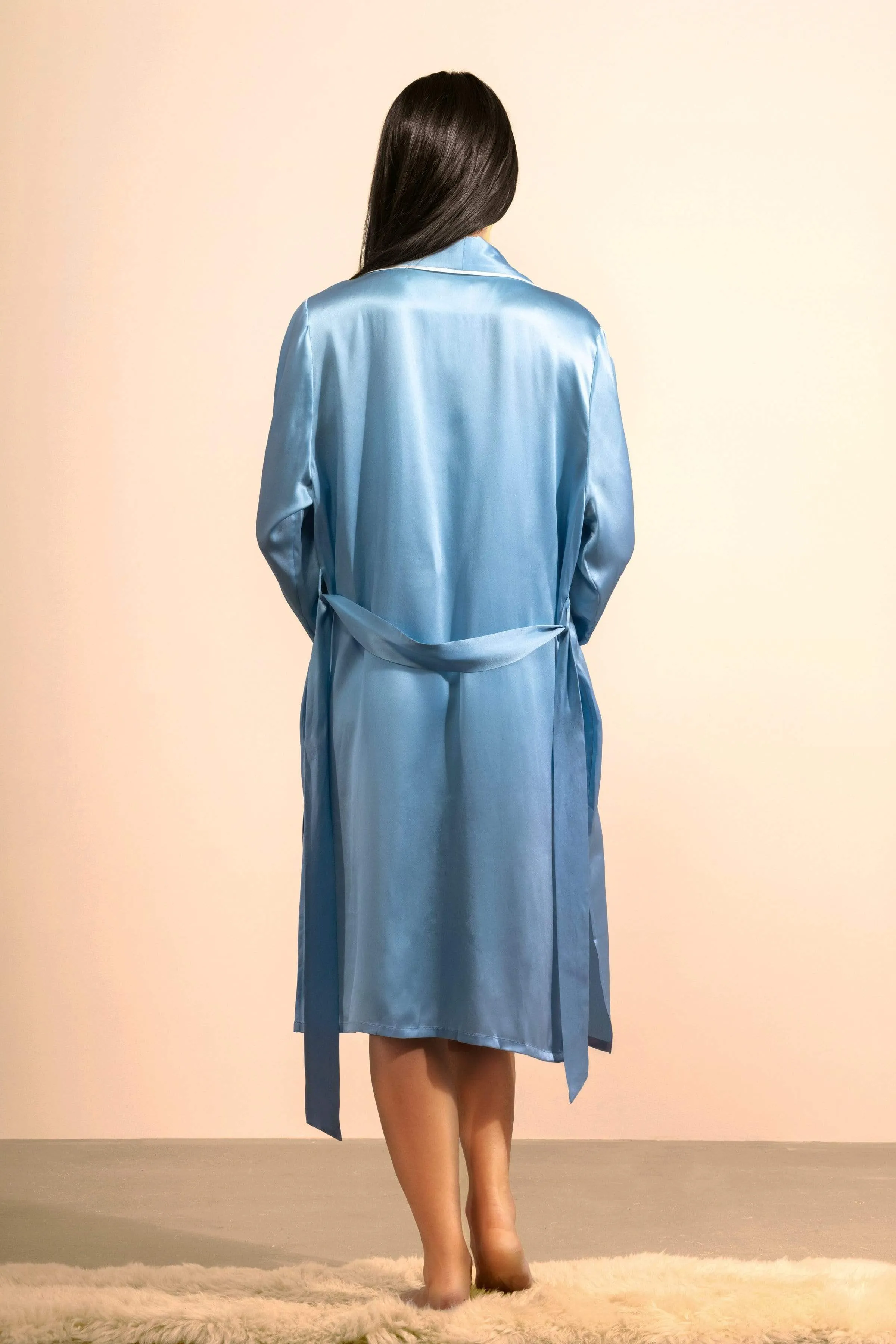 Unisex Silk Midi Smoking Robe