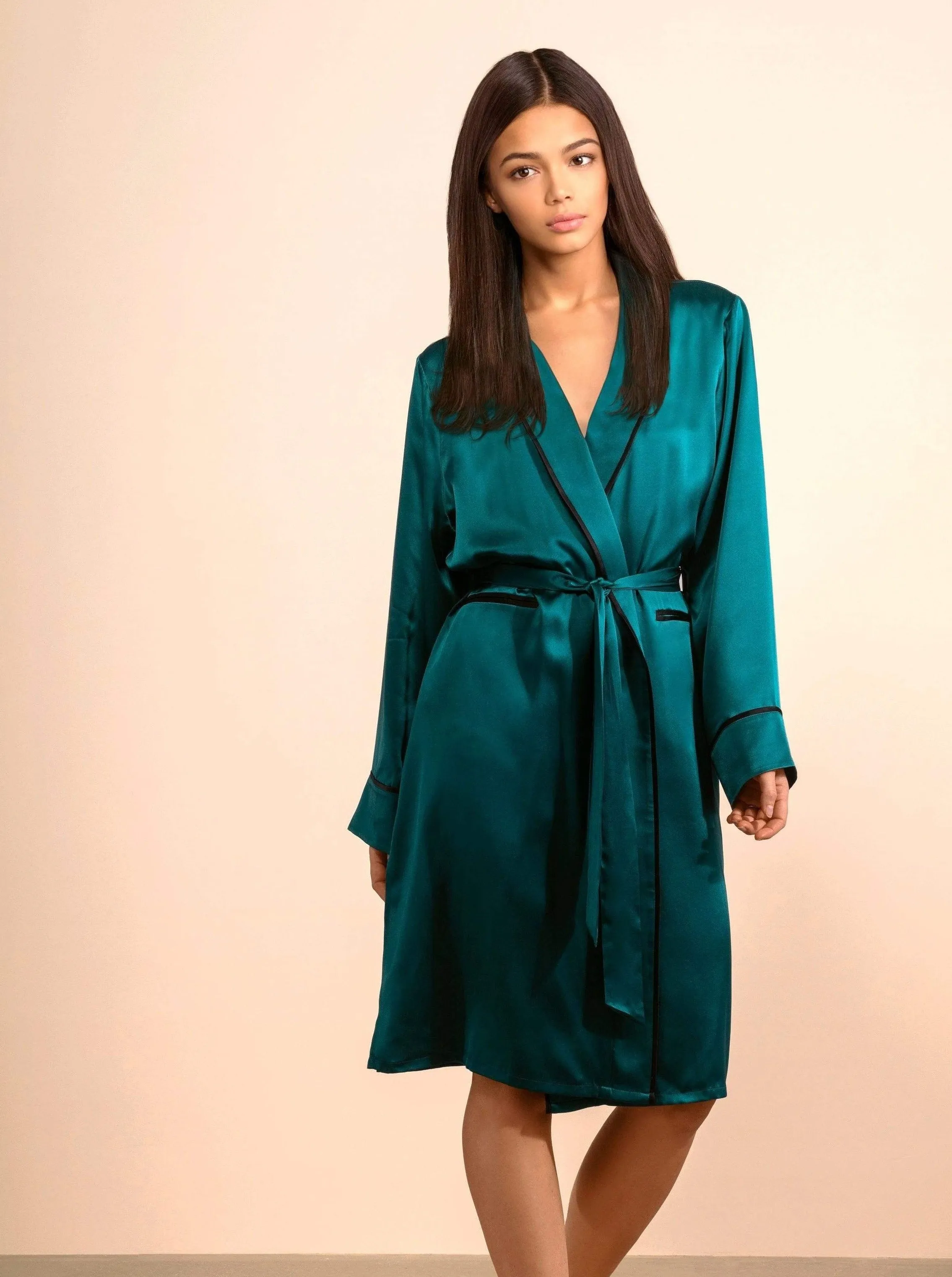 Unisex Silk Midi Smoking Robe