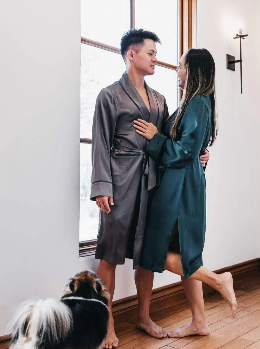 Unisex Silk Midi Smoking Robe