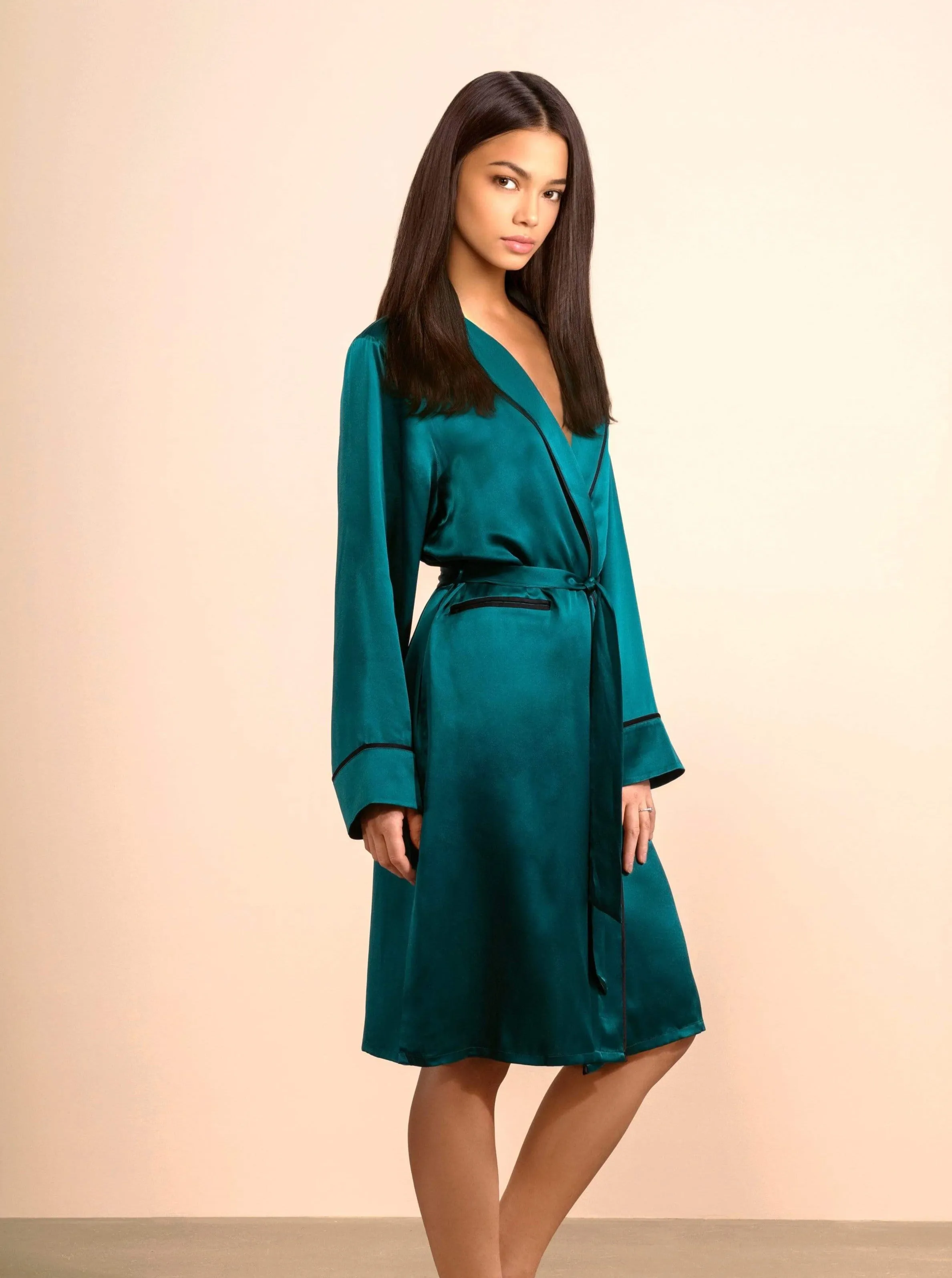 Unisex Silk Midi Smoking Robe