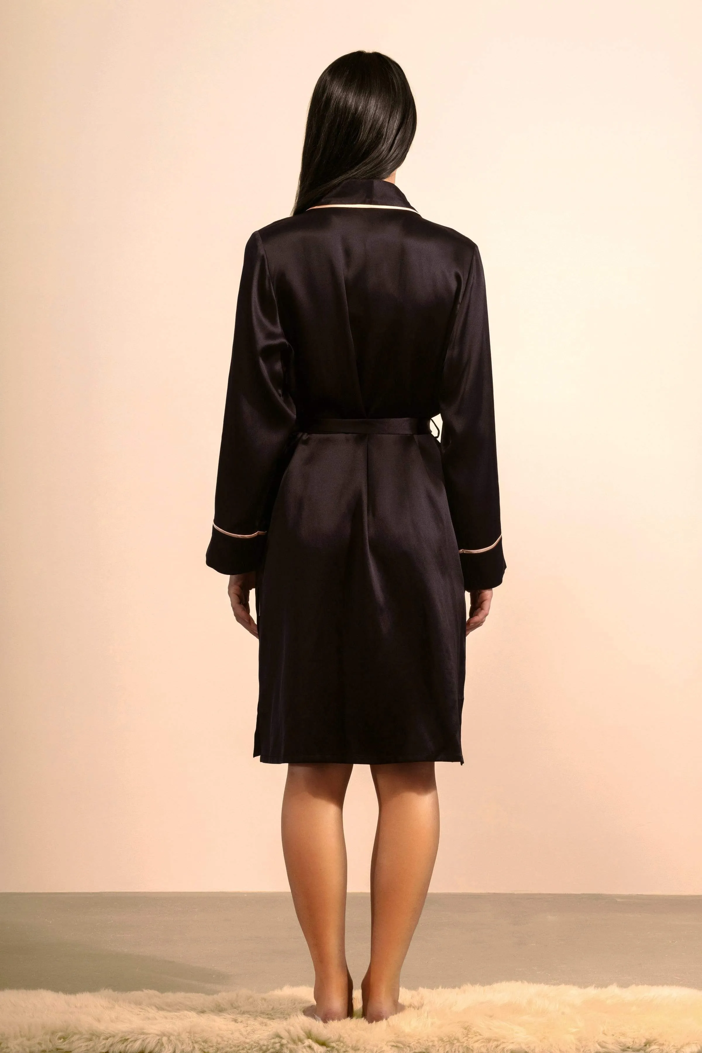 Unisex Silk Midi Smoking Robe