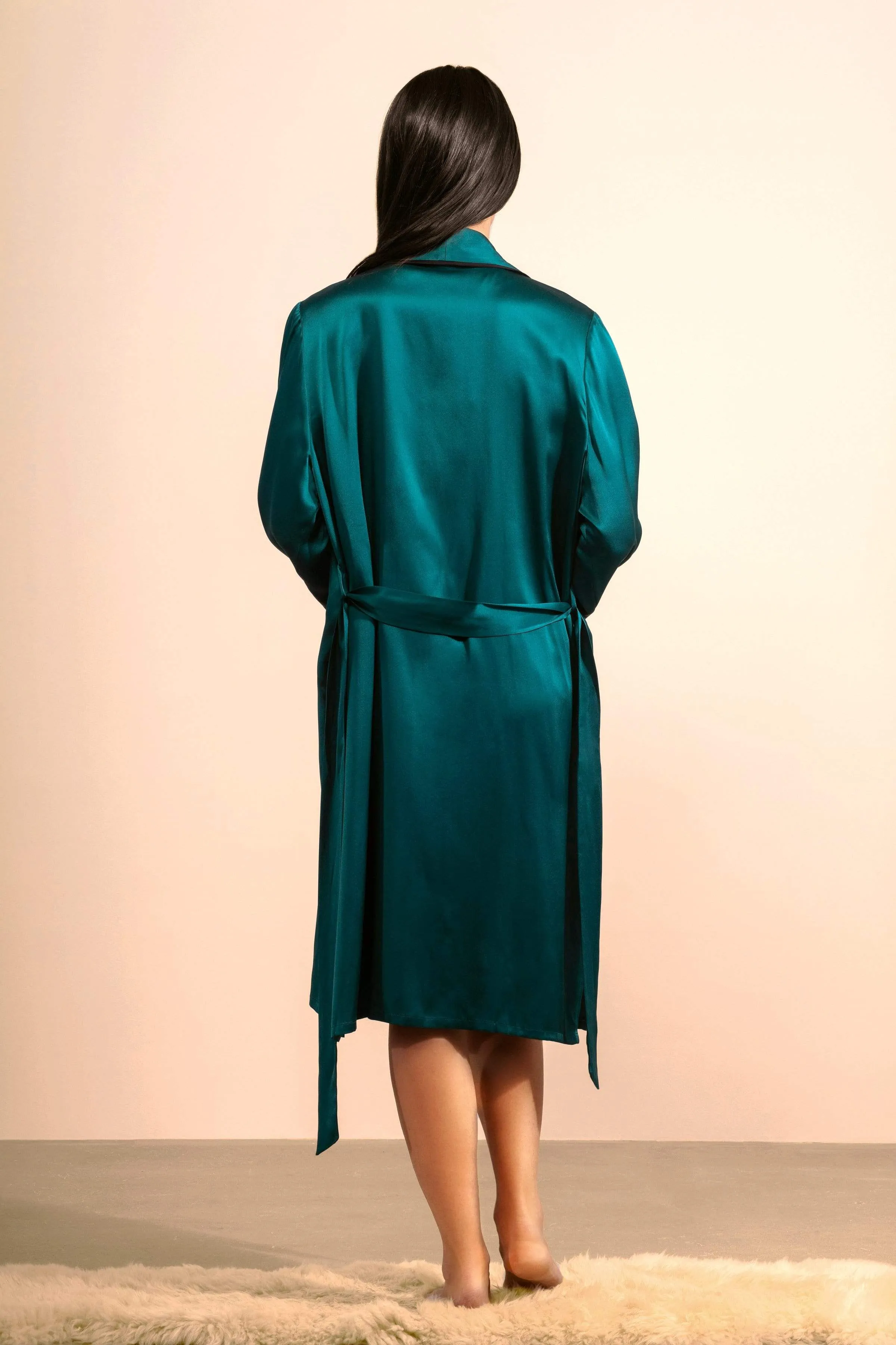 Unisex Silk Midi Smoking Robe