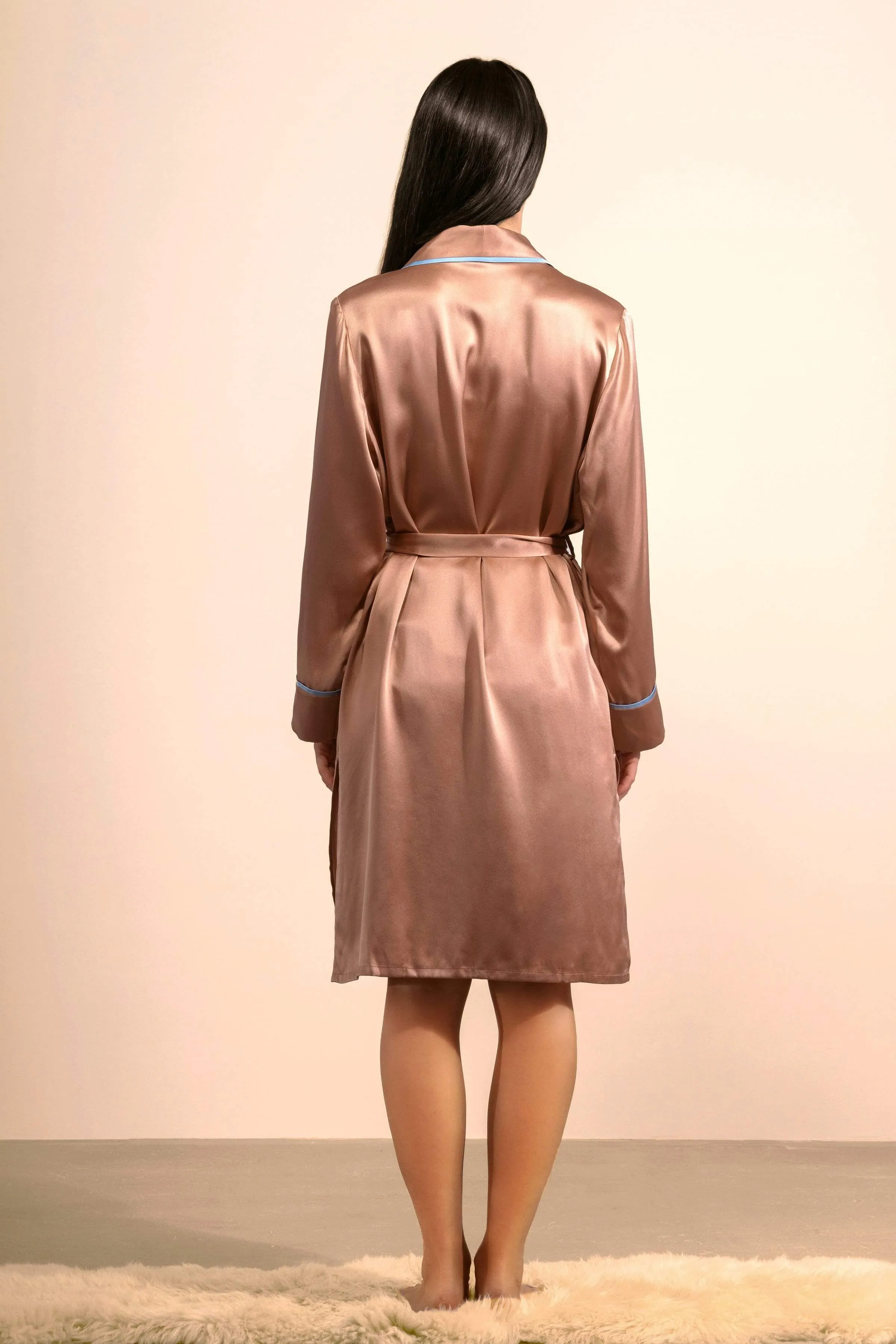 Unisex Silk Midi Smoking Robe