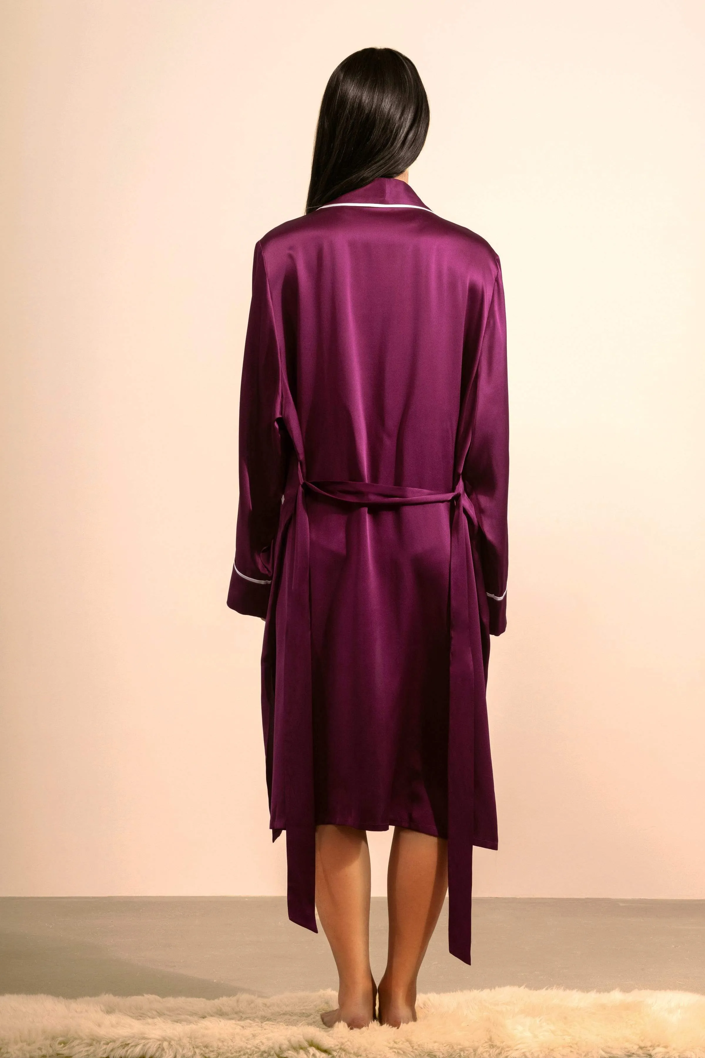 Unisex Silk Midi Smoking Robe