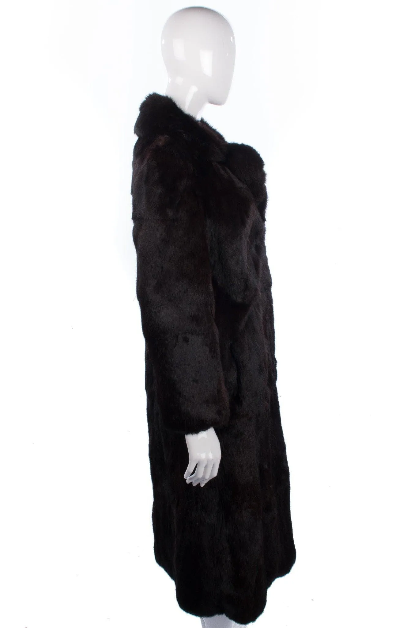 Vintage full length rabbit fur coat, very dark colour