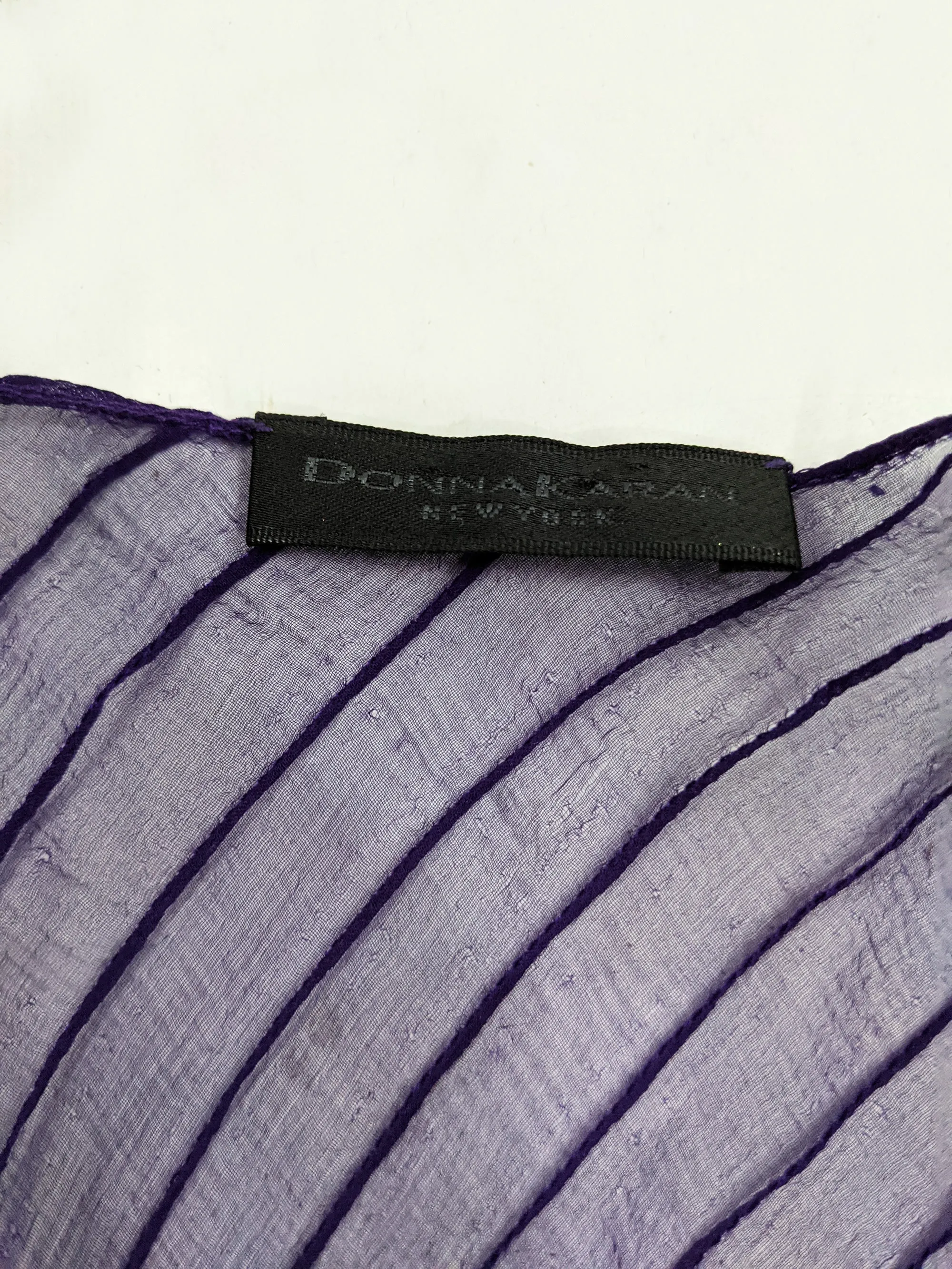 Vintage Purple Silk Chiffon Pintuck Pleat 2 Piece Dress, 2000s