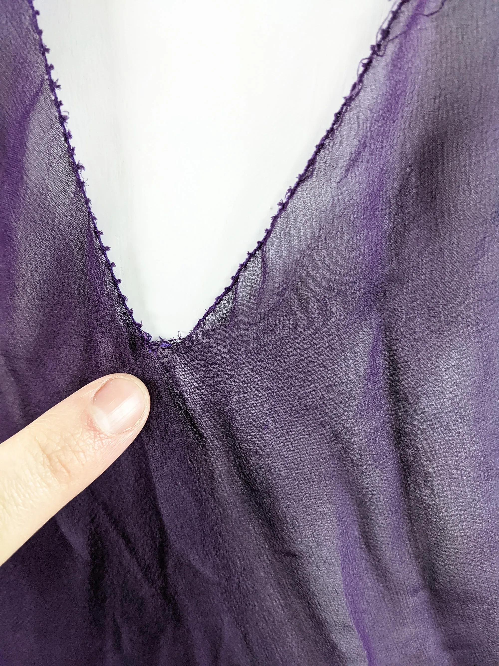 Vintage Purple Silk Chiffon Pintuck Pleat 2 Piece Dress, 2000s