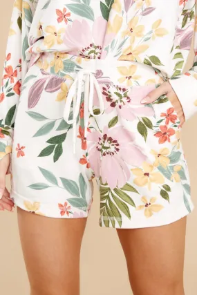 Well Rested Ivory Floral Print Shorts