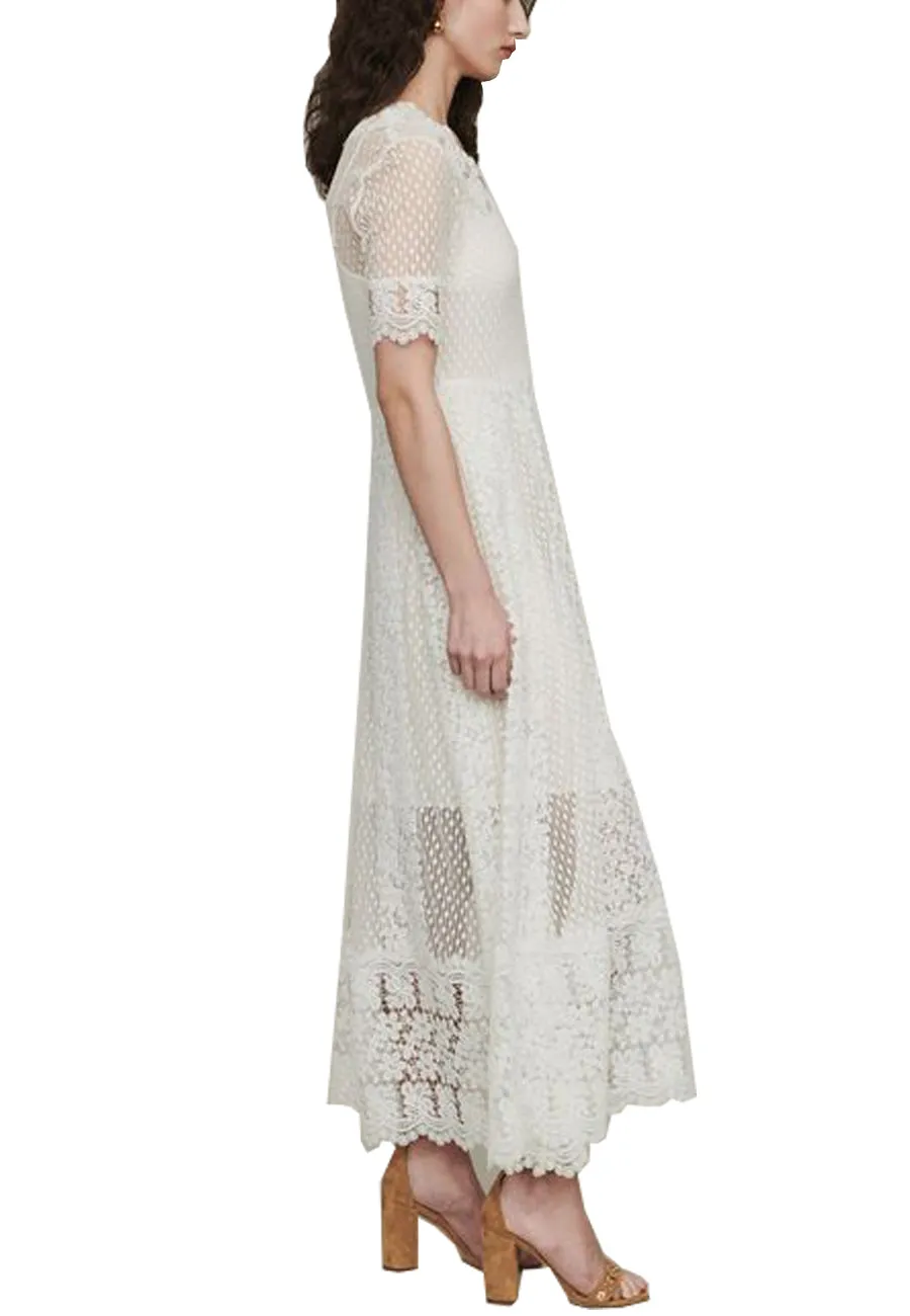 White Revanti Lace Midi Dress