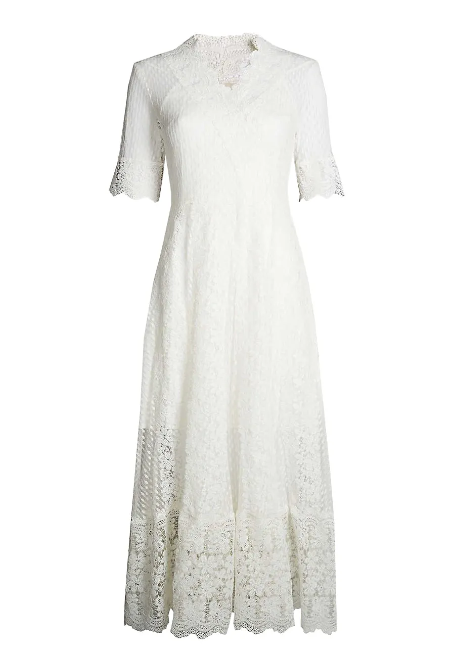 White Revanti Lace Midi Dress