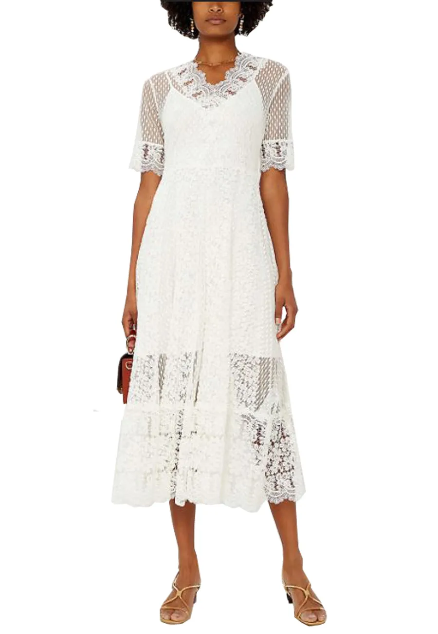 White Revanti Lace Midi Dress