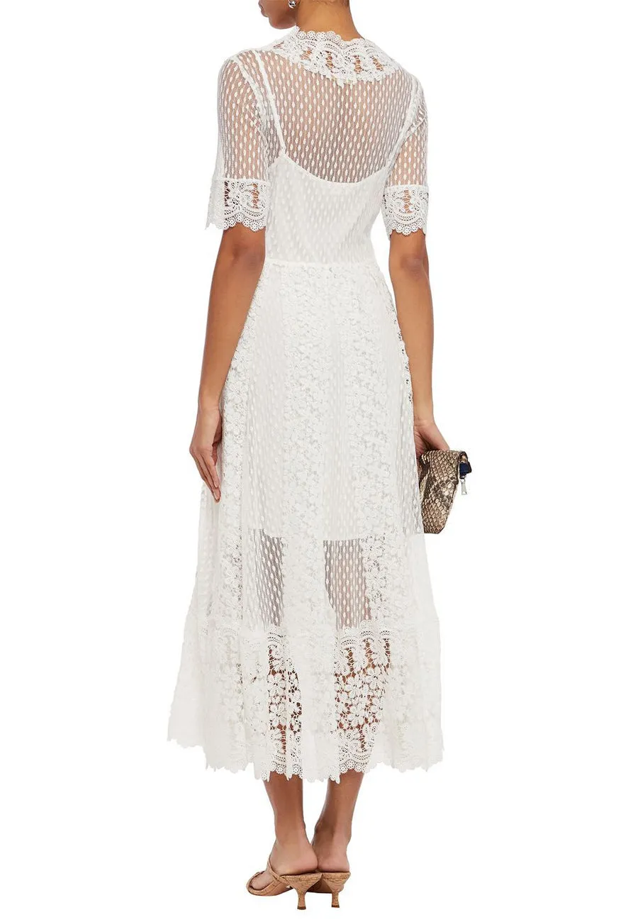 White Revanti Lace Midi Dress