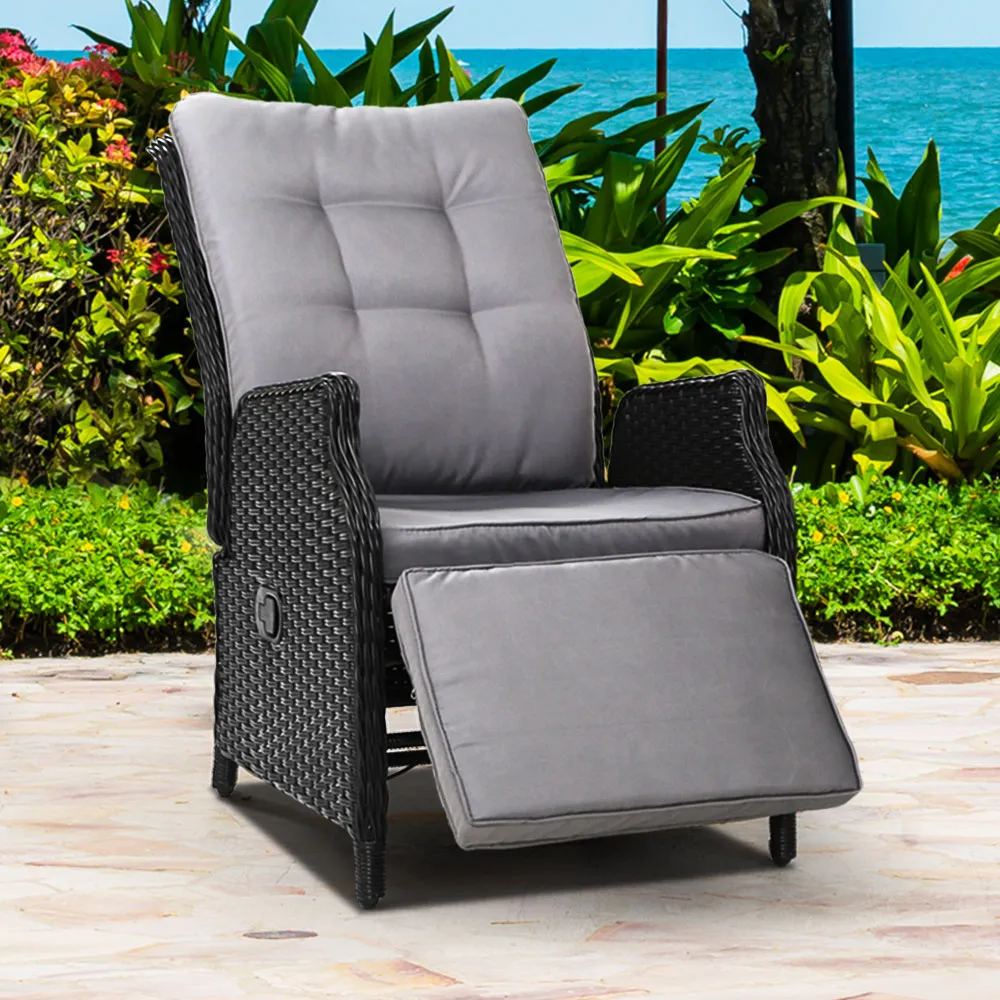 Wicker Recliner Chair Sun lounge Setting Outdoor Furniture Patio Armchair Sofa