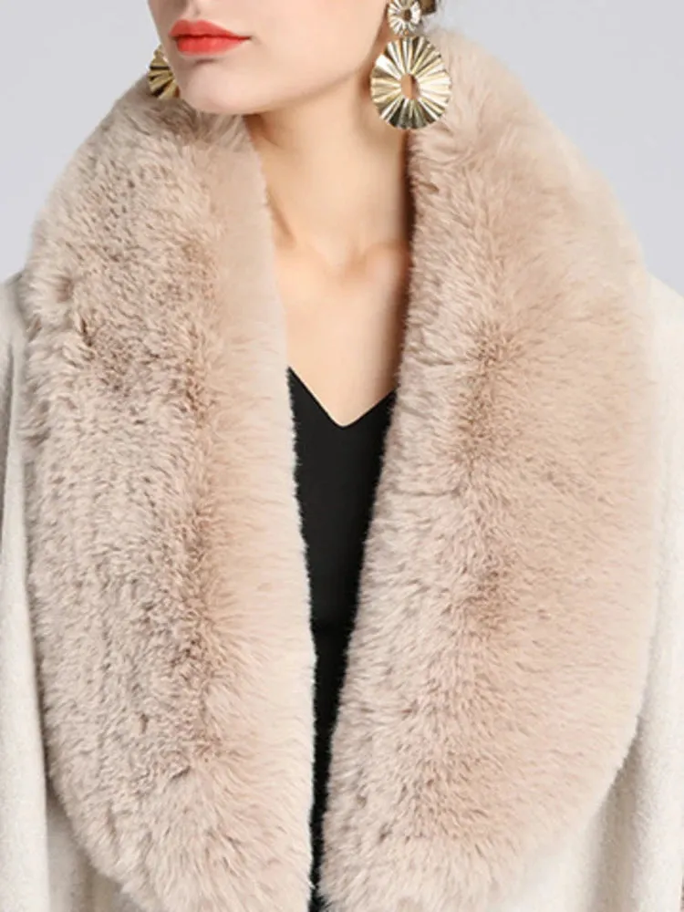 Women's Plush Faux Fur Woolen Cloak Coat