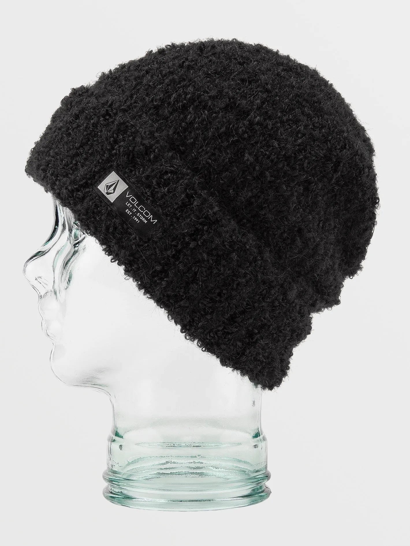 Womens Stone Teddy Beanie - Black