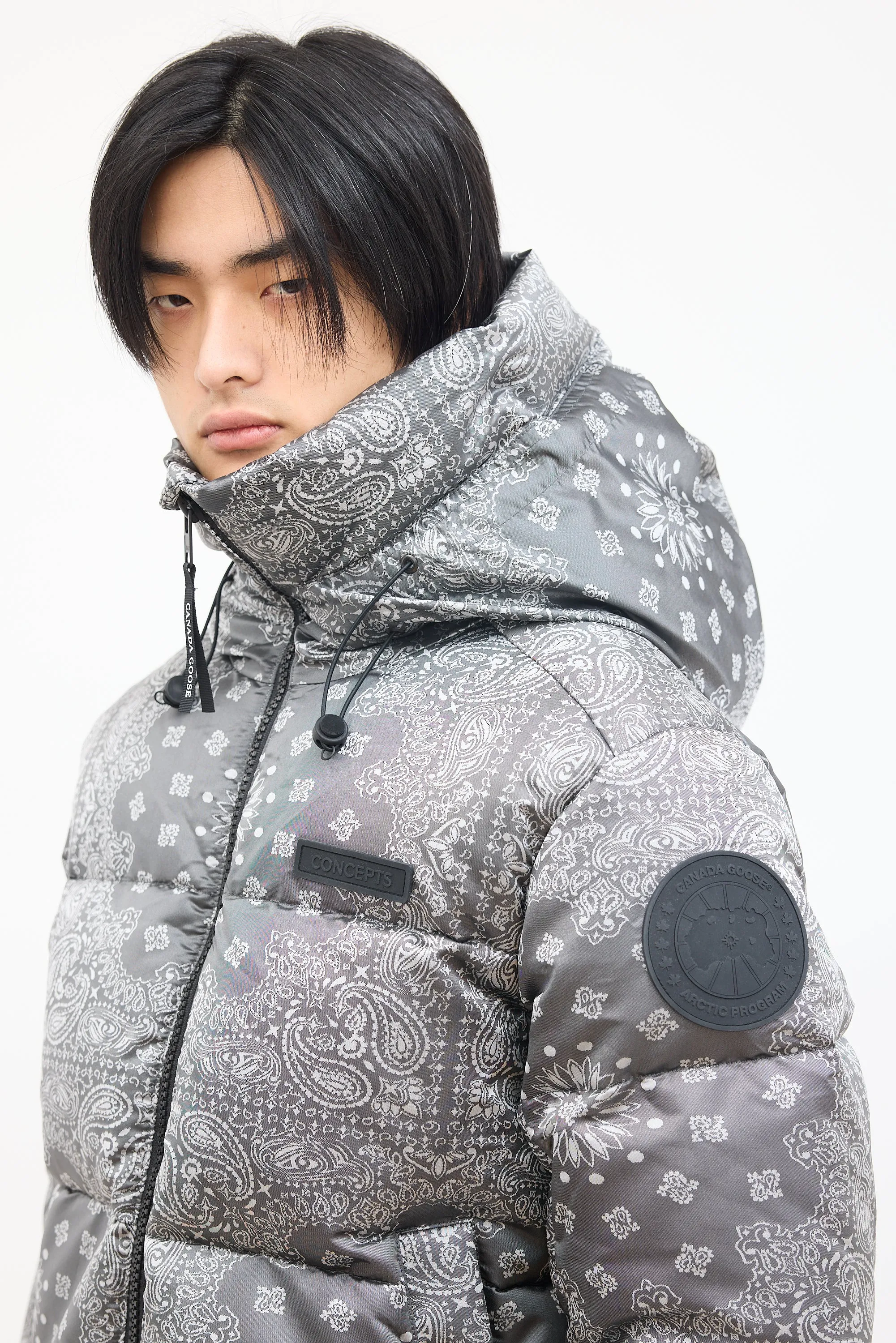 X CNCPTS Grey Bandana Crofton Puffer Jacket