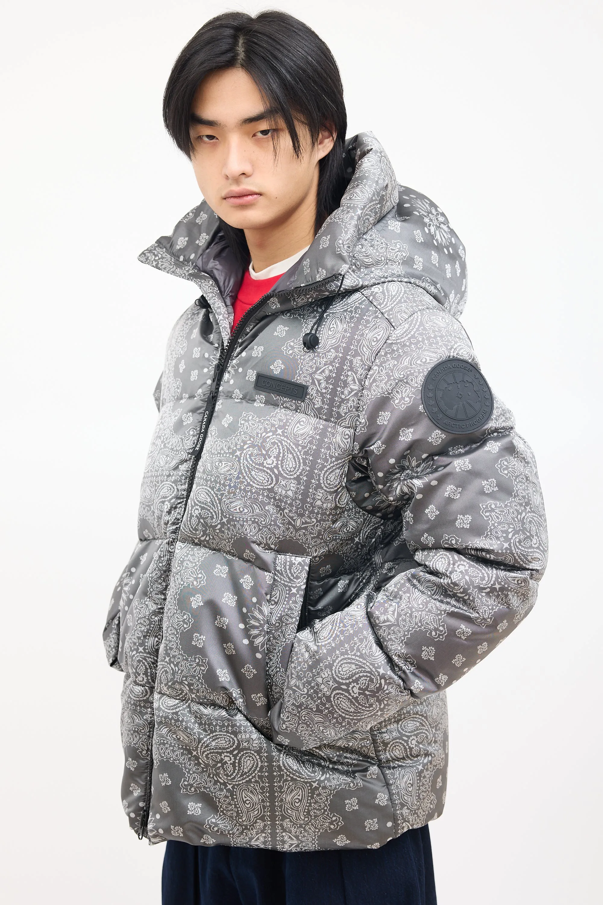 X CNCPTS Grey Bandana Crofton Puffer Jacket